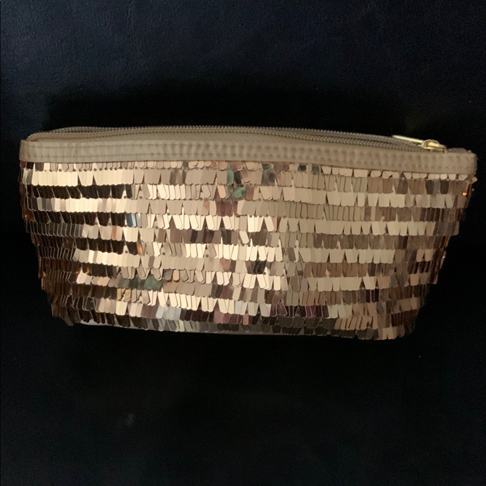 Stila Gold Sequin Cosmetic Bag